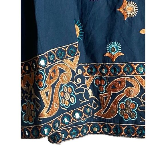 Curations Embroidered Boho Mirror Jacket Size XL Navy Blue Festival Folk Style N - Picture 3 of 7